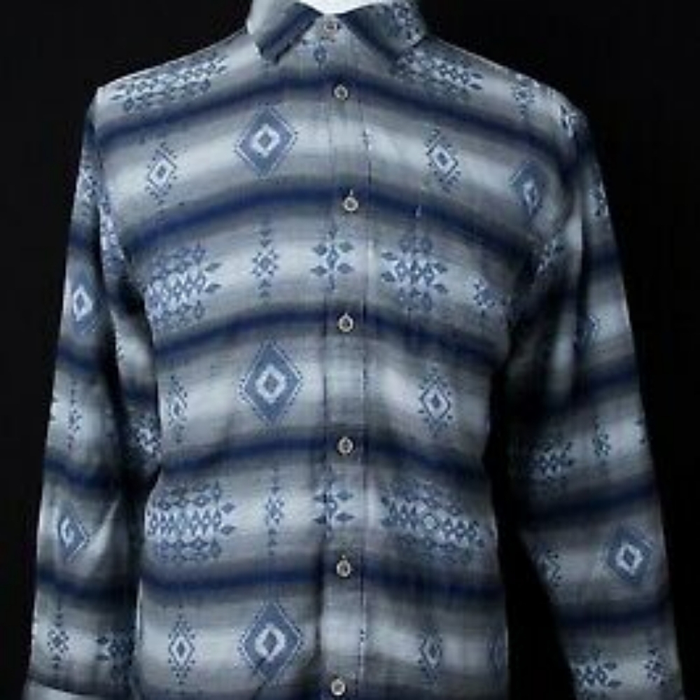 Carbon 2 Cobalt blue Aztec print button down shirt
